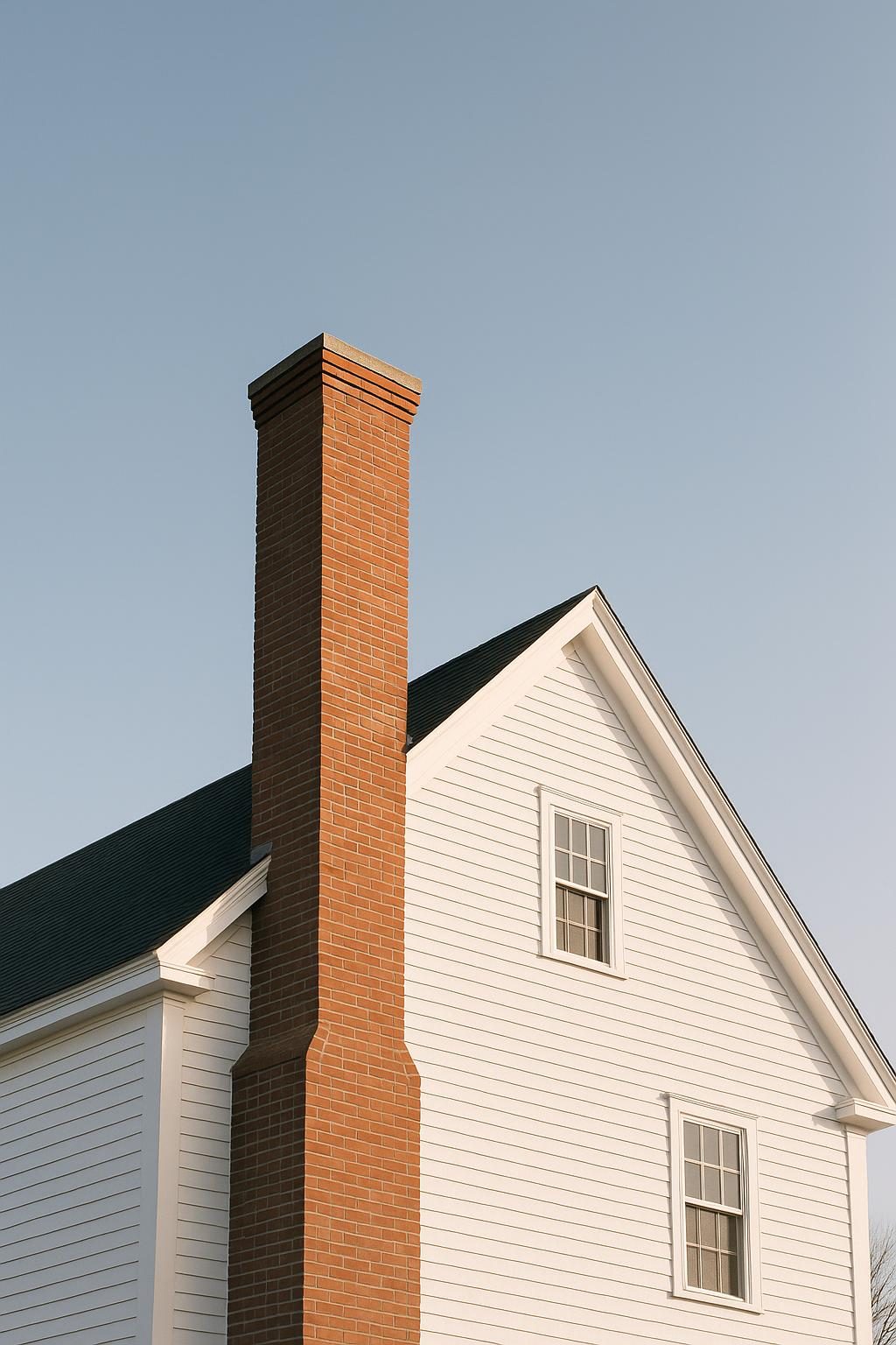 Brick chimney on a colonial house (illustration)